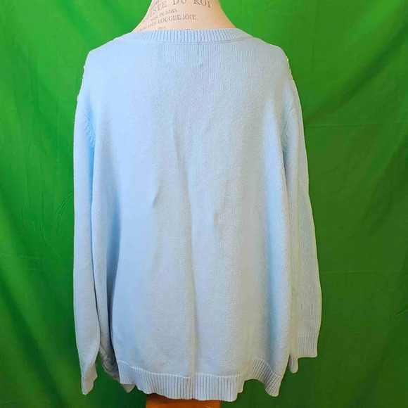 Quacker Factory Womens Blue Embellished V Neck‎ Sweater 2X - Picture 2 of 4